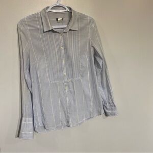 J.Crew Blouse pop over‎ button down pin stripe tuxedo button sleeve or roll up